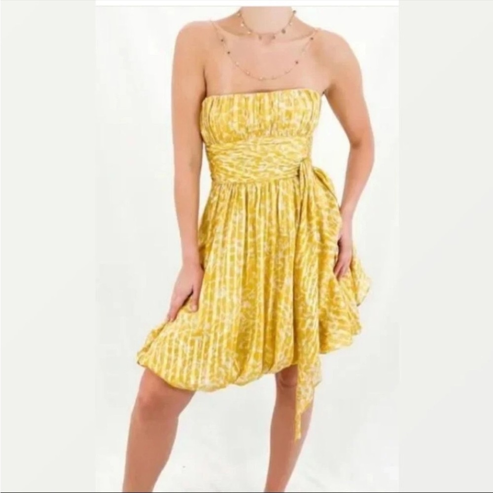 BCBGMaxAzria Strapless Yellow Dress